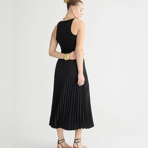 J. Crew Classic Black Plated A-Line Midi Skirt